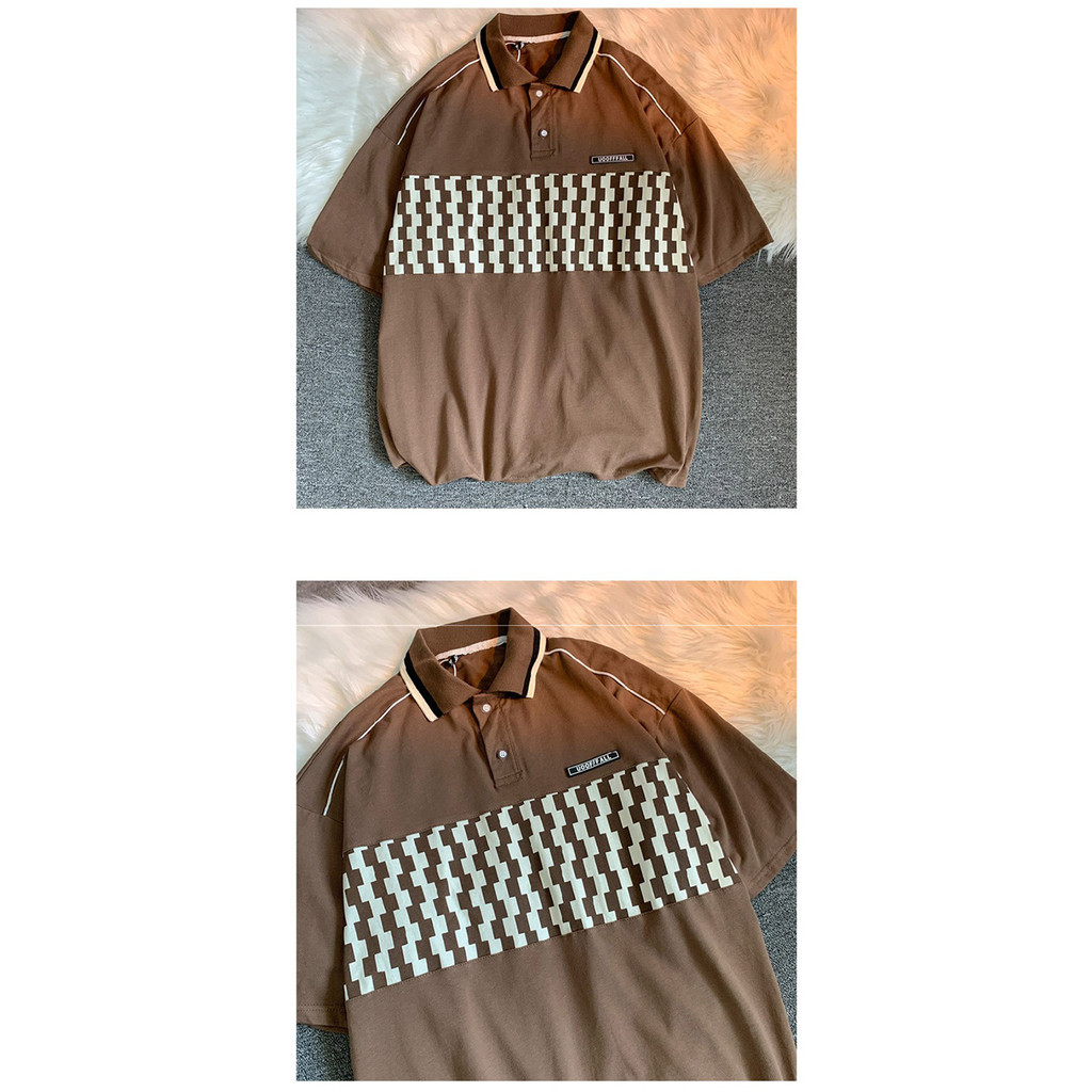 Áo polo Ngắn Tay Form Rộng Phong Cách Hong Kong Thời Trang Mùa Hè Dành Cho Nam