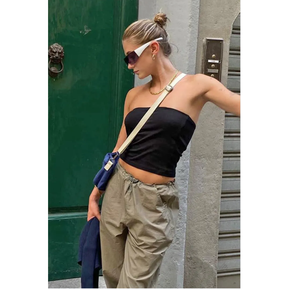 Áo Croptop Hai Dây Mùa Hè Màu Trắng CY03-Y2K Phong Cách Cổ Điển Cho Nữ