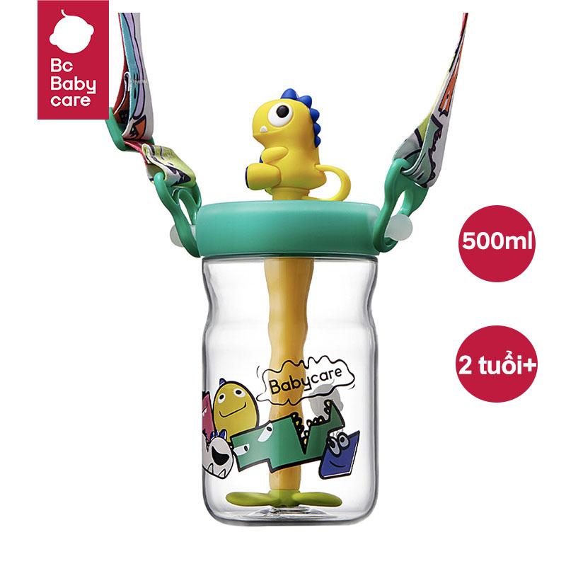 Bcbabycare 500ml Bình uống nước bằng silicone có ống hút chống bụi an toàn cho bé