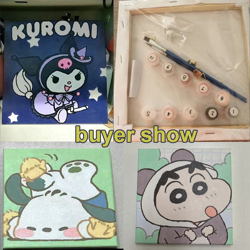 ORFON Bộ tranh sơn dầu Tranh tô màu theo số TinaSweet 🌈 size mini 20x20cm 🌈 Hoạt hình Sanrio tone màu pastel - căng khung sẵn