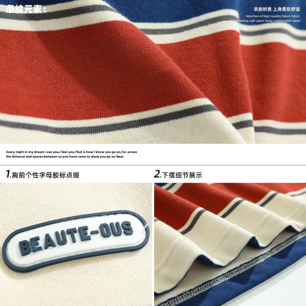 Áo Thun Tay Lỡ Họa Tiết Kẻ Sọc Phong Cách Nhật Bản Thời Trang Mùa Hè Cho Nam Và Nữ