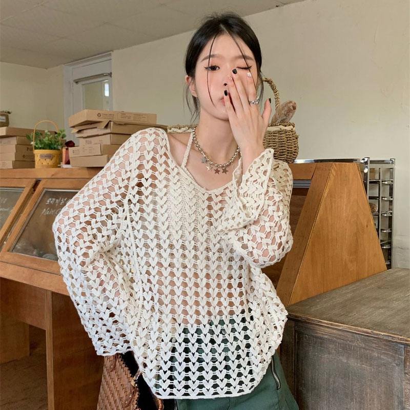 Áo Thun Dệt Kim Tay Dài Màu Sắc Thời Trang Mùa Hè Cho Nữ