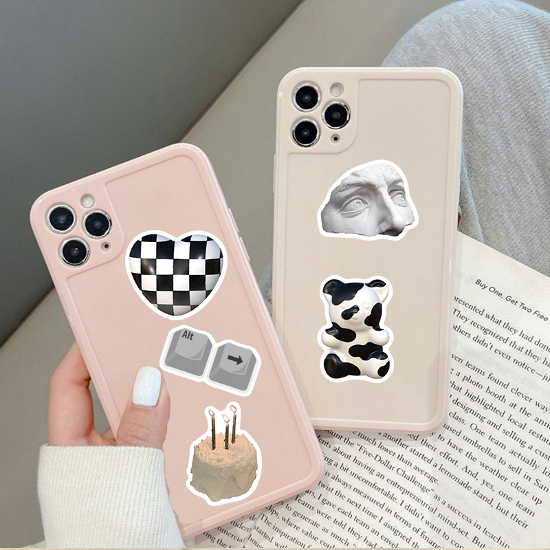 Bộ 61 Miếng Dán Graffiti Màu Trắng Đen Chống Nước Trang Trí Vali Laptop Xe Hơi Thể Thao DIY