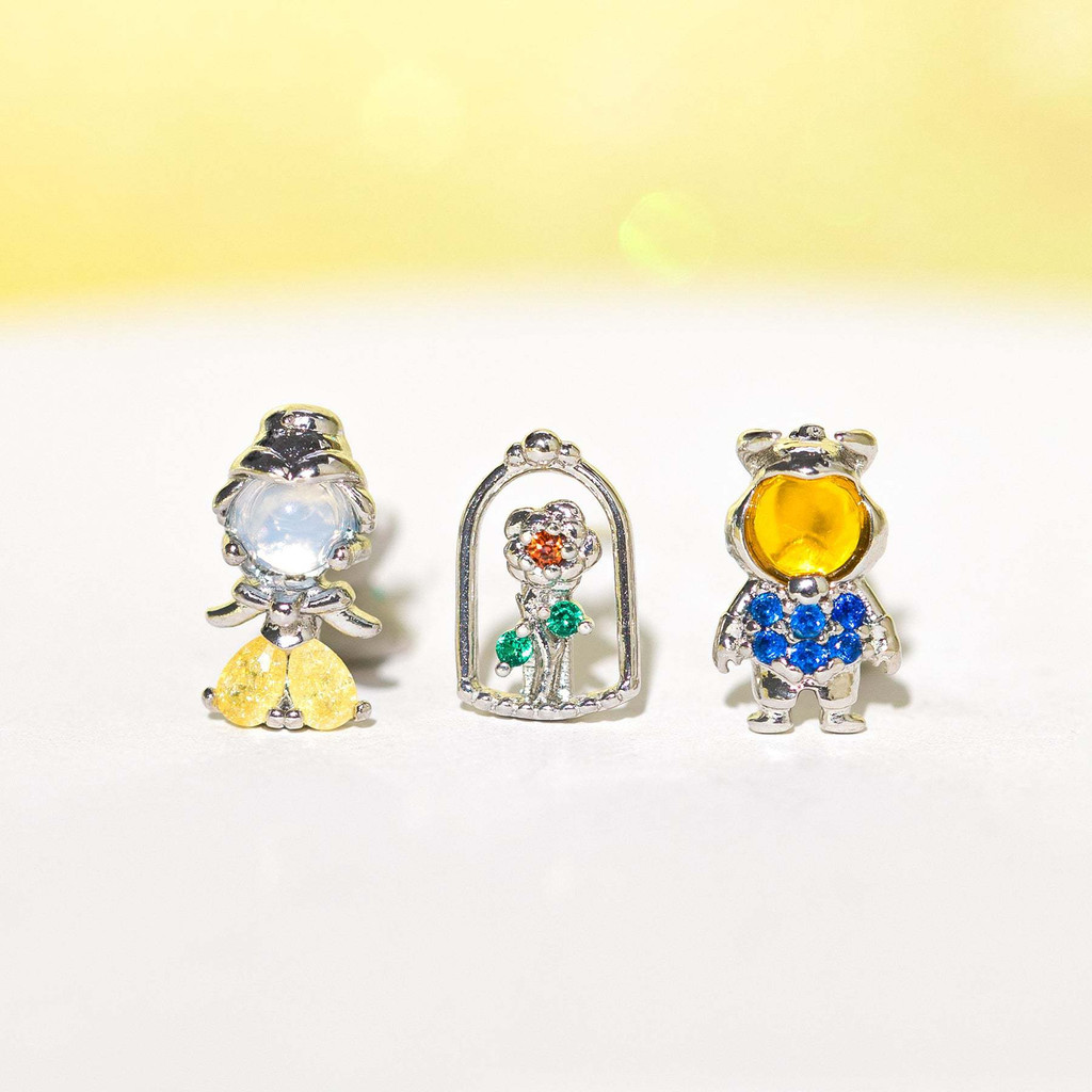 Bộ 3 Bông Tai Công Chúa Người Đẹp Và Quái Vật Belle Beast Và Hoa Hồng