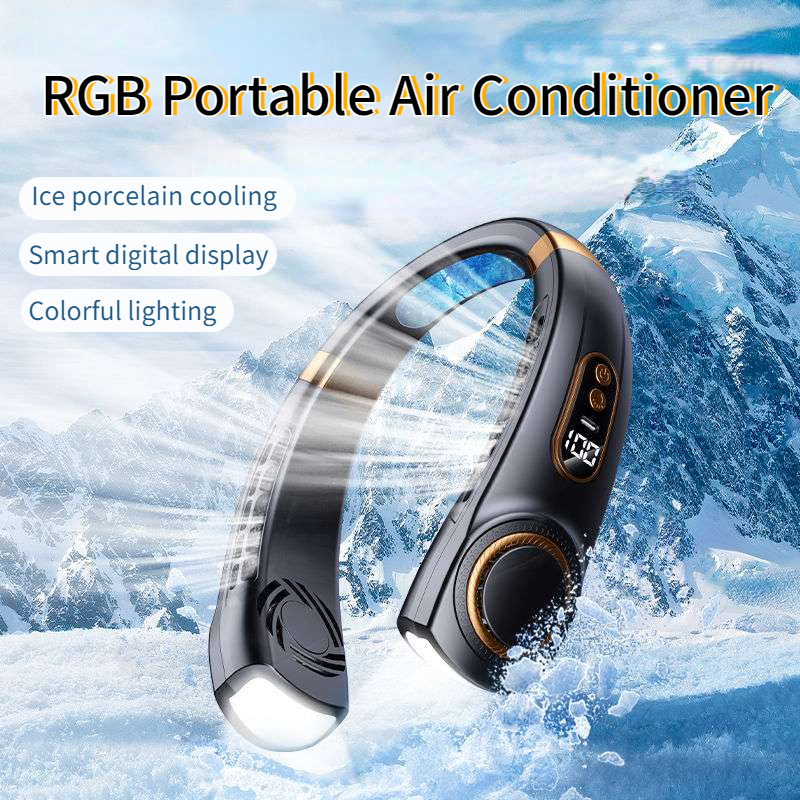 Quạt Đeo Cổ 4000mAh Có Màn Hình Hiển Thị Kỹ Thuật Số Tiện Dụng Cho Học Sinh / Văn Phòng
