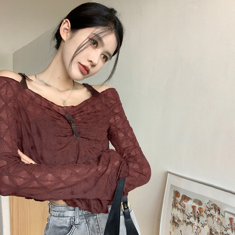 Áo Croptop Trễ Vai Xếp Ly Chống Nắng Phong Cách Sành Điệu Cho Nữ