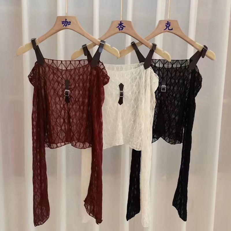 Áo Croptop Trễ Vai Xếp Ly Chống Nắng Phong Cách Sành Điệu Cho Nữ