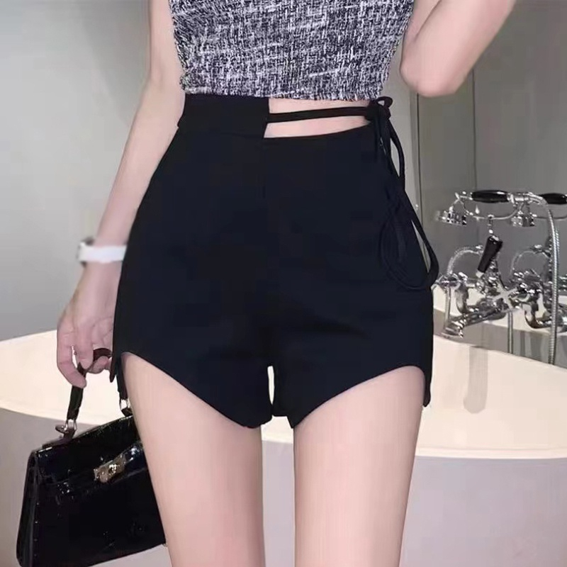 Quần Short Lưng Cao Màu Trơn Dáng Ôm Thời Trang Sang Trọng Cho Nữ