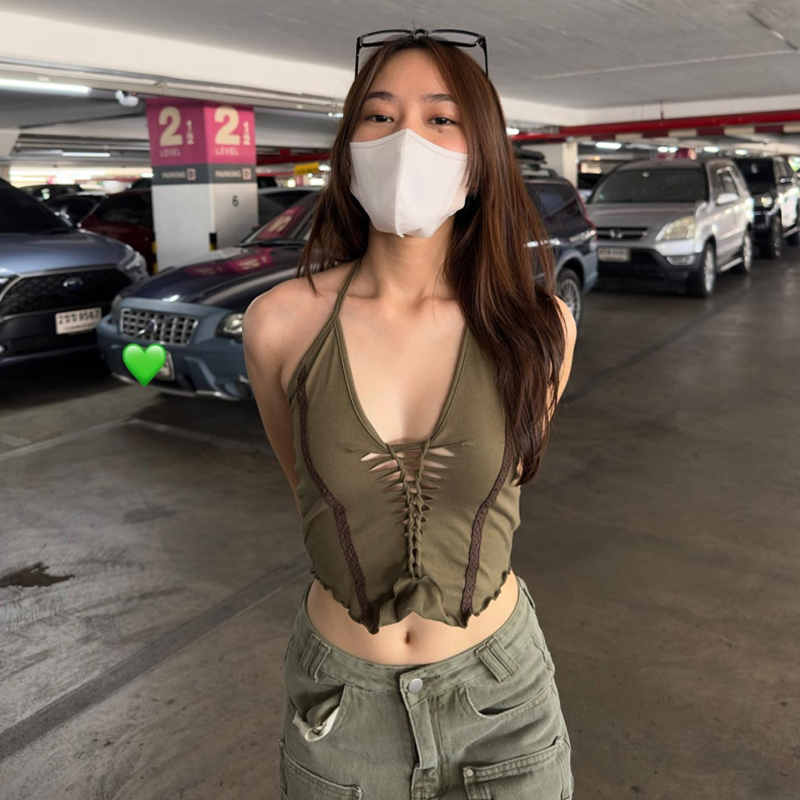 Weird Puss Y2K Áo Crop top Hai Dây Dáng Ôm Khoét Rỗng Phong Cách Retro Đường Phố Thời Trang Thường Ngày Dành Cho Bạn Nữ