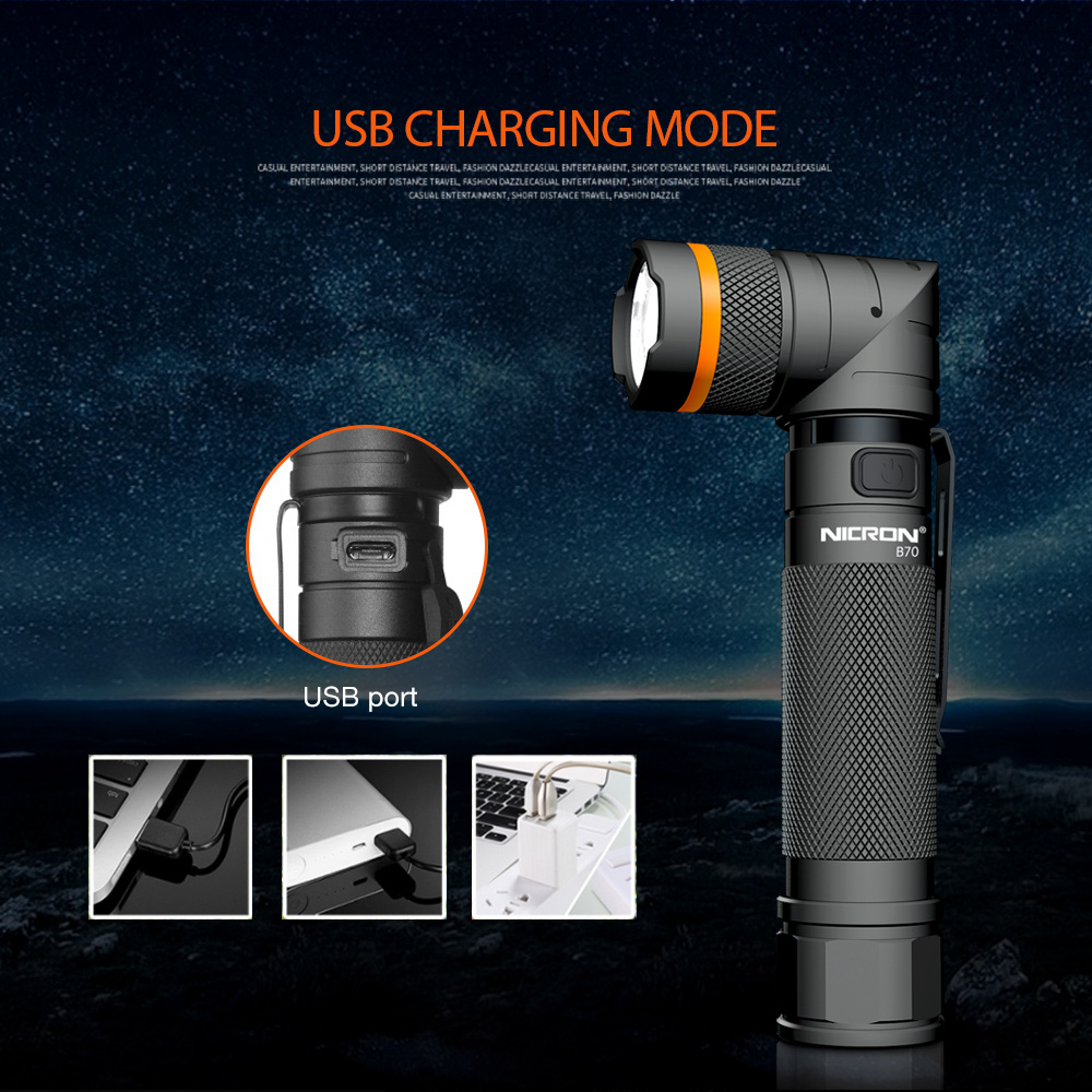 Đèn Pin LED 1200LM B70 B70 Siêu Sáng, Có Thể Sạc Được, Chống Thấm Nước