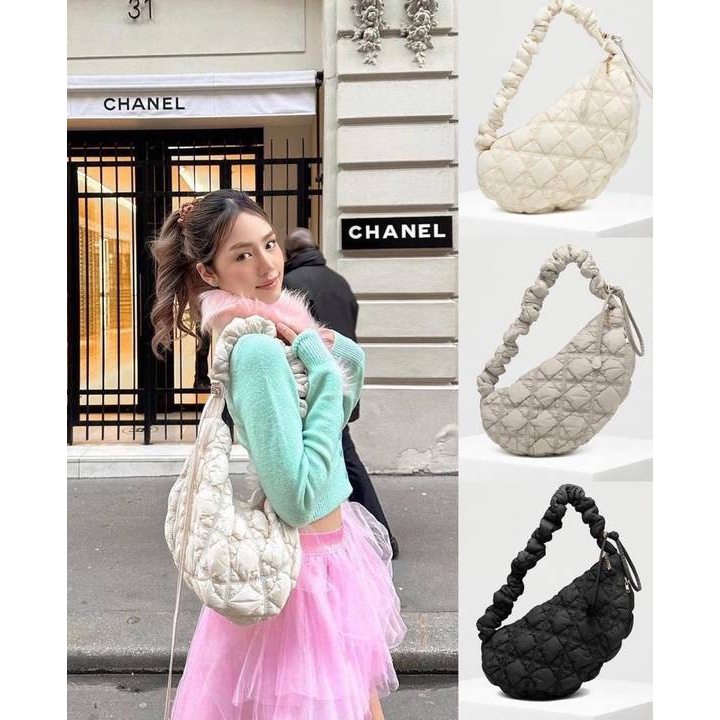 Yadou carlyn Túi đeo dưới cánh tay Kiểu Bong Bóng Xếp Ly Đơn Giản Dễ Phối Đồ Phong Cách Hàn Quốc