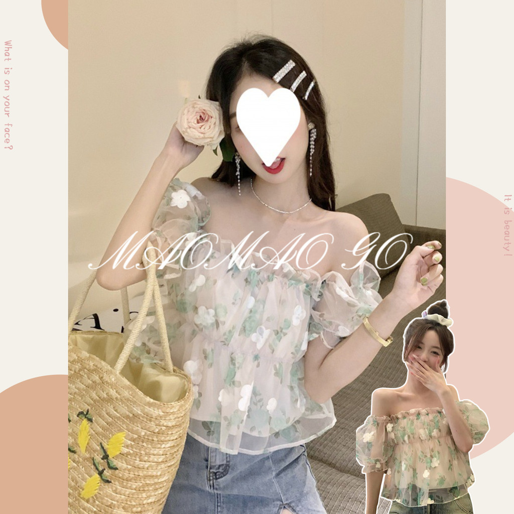 Fairy Áo Sơ Mi Ngắn Tay Phồng In Hoa Thời Trang Sang Trọng Và Ngọt Ngào Dành Cho Bạn Nữ