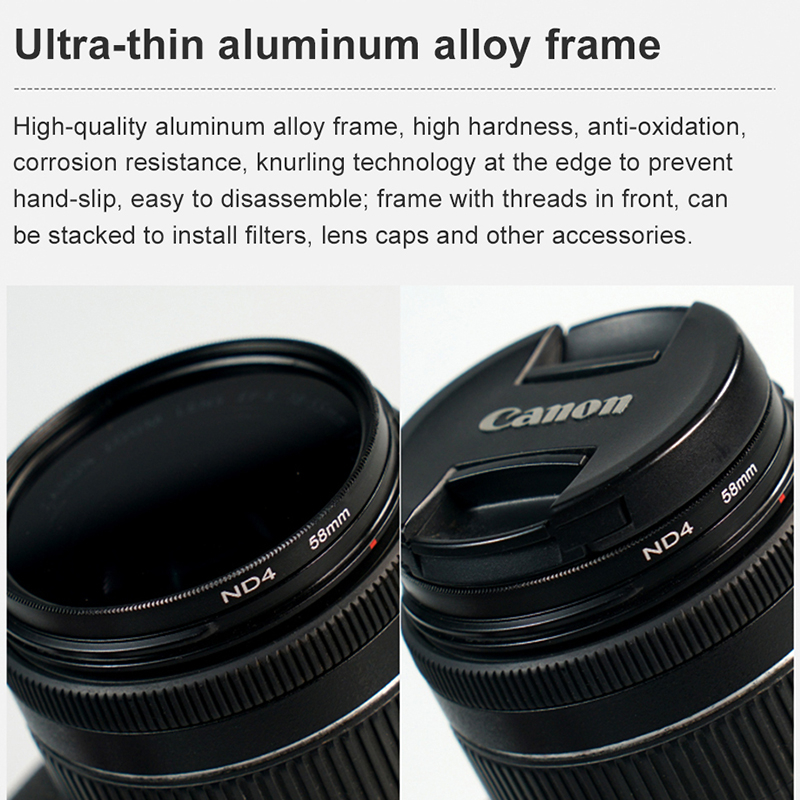 Nd Bộ Lọc Trung Tính ND2 ND4 ND8 37mm 40.5mm 43mm 46mm 49mm 52mm 55mm 58mm 62mm 67mm 72mm 77mm 82mm