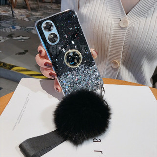 Vỏ lấp lánh Bling OPPO Reno 10 Pro + 5G Reno10Pro A98 A78 A57 2022 A77s A77 Reno8 Reno 8 8Z 7Z Phiên bản Giá đỡ vòng Hariball có dây đeo tay Vỏ điện thoại mềm trong suốt
