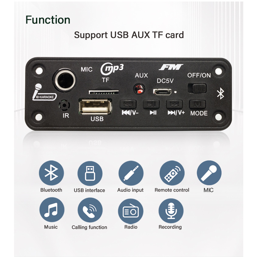 Bảng Mạch Khuếch Đại Âm Thanh MP3 10W 5W DC 5V FM Radio TF USB Chuyên Dụng Cho Xe Hơi