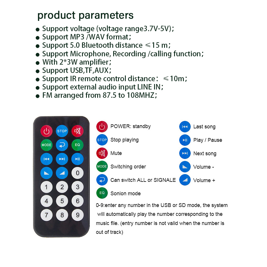 Bảng Mạch Khuếch Đại Âm Thanh MP3 10W 5W DC 5V FM Radio TF USB Chuyên Dụng Cho Xe Hơi