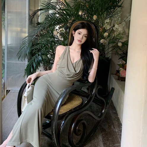 Đầm Hai Dây Cổ Chữ V Dáng Ôm Thời Trang Mùa Hè Pháp Hàng Mới Chất Lượng Cao Dành Cho Bạn Nữ