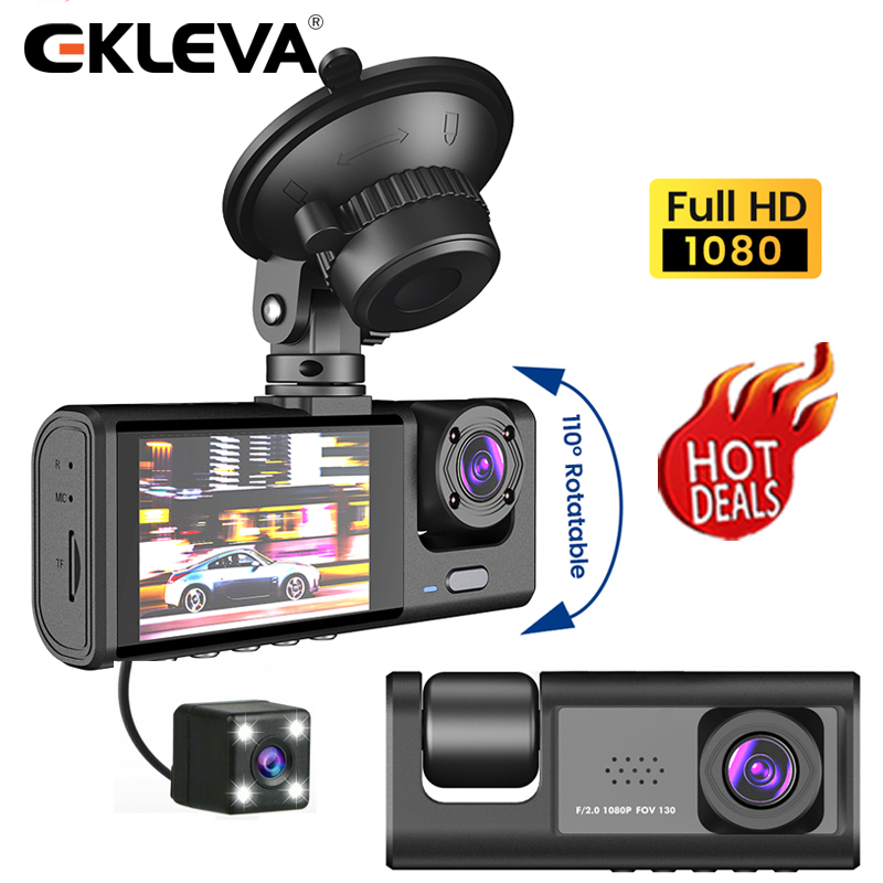 Camera Hành Trình DVR 3 Kênh Full HD 1080P 2.35 Inch IPS Cảm Ứng Chất Lượng Cao Cho Xe Hơi° Đèn LED IR Góc Rộng 170 Độ Cảm Biến Chuyển Động WDR G-Sensor