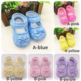 Giày đế mềm chống trượt đính nơ hoa dễ thương cho bé gái 0-18 tháng tuổi