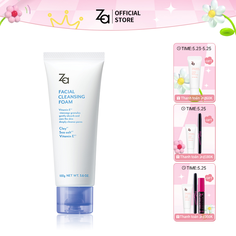 Sữa rửa mặt tạo bọt ZA 100g tẩy tế bào chết chăm sóc da sạch sâu không gây kíchứng