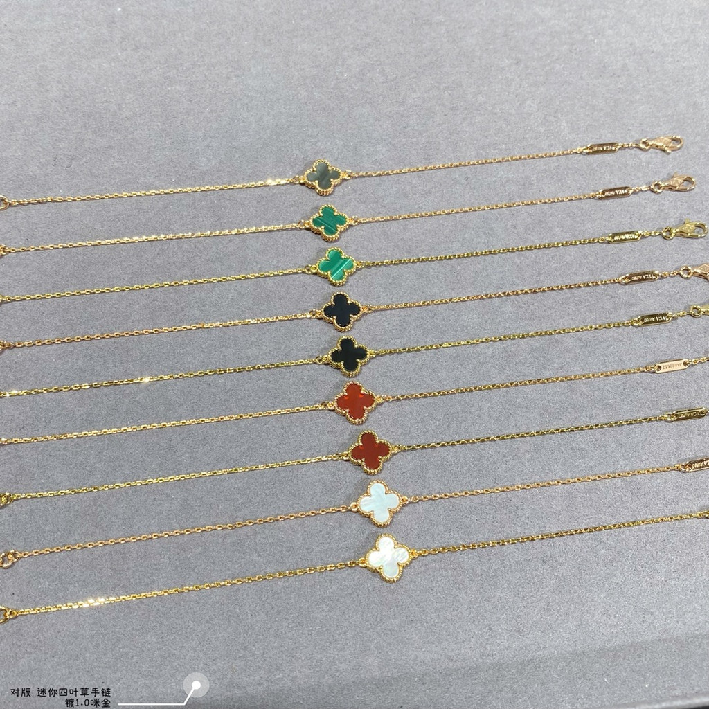 9mm-Vòng Tay May Mắn Bốn Lá Mạ Vàng 18K / 925 / Bạc 18K / Vòng Đeo Tay May Mắn