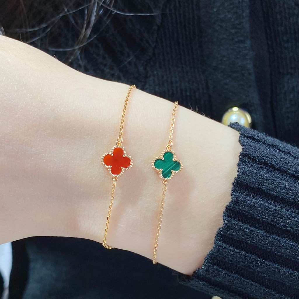 9mm-Vòng Tay May Mắn Bốn Lá Mạ Vàng 18K / 925 / Bạc 18K / Vòng Đeo Tay May Mắn