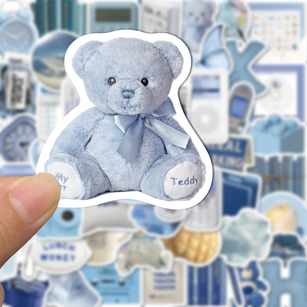 Bộ 60 Miếng Dán Chống Nước Họa Tiết graffiti Màu Xanh Dương Phong Cách Hàn Quốc Cho Điện Thoại / Laptop