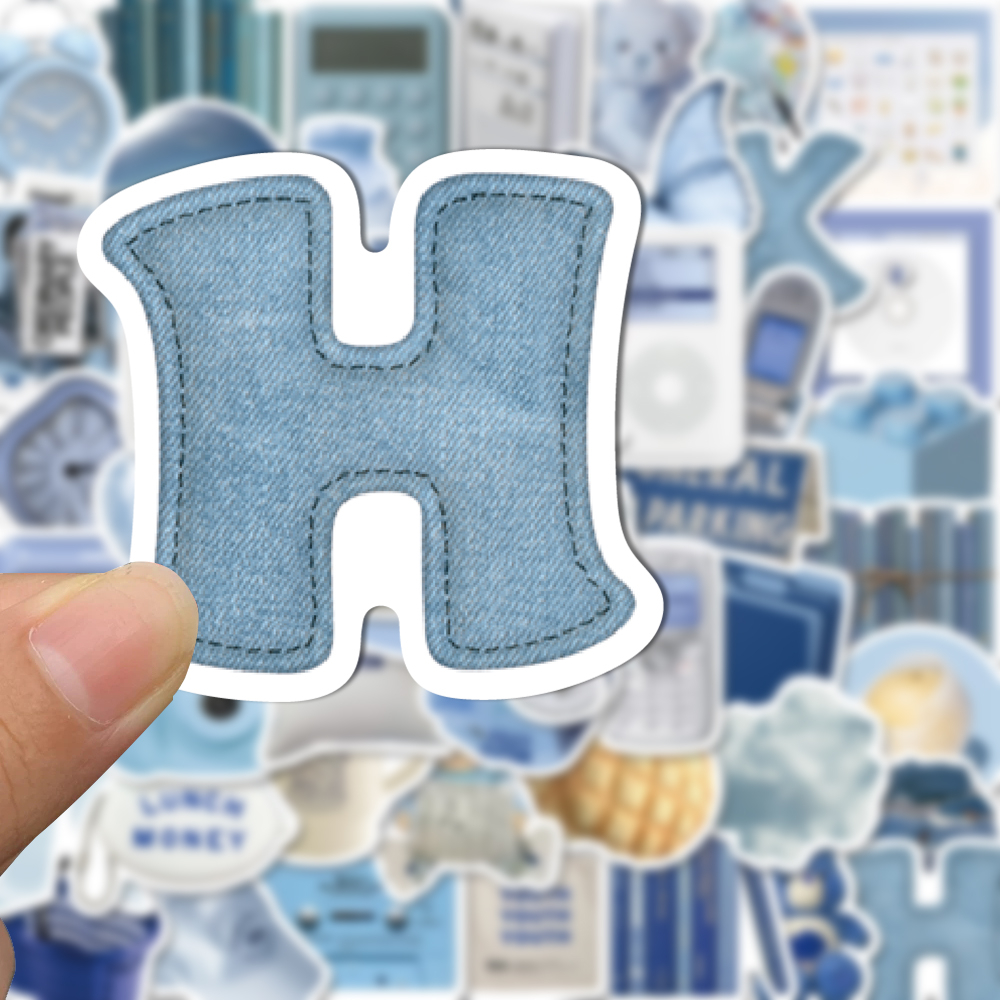 Bộ 60 Miếng Dán Chống Nước Họa Tiết graffiti Màu Xanh Dương Phong Cách Hàn Quốc Cho Điện Thoại / Laptop