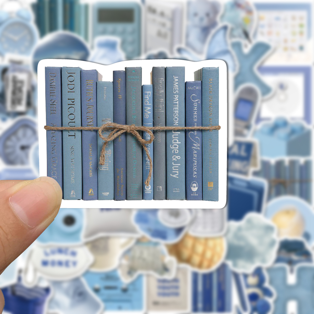 Bộ 60 Miếng Dán Chống Nước Họa Tiết graffiti Màu Xanh Dương Phong Cách Hàn Quốc Cho Điện Thoại / Laptop