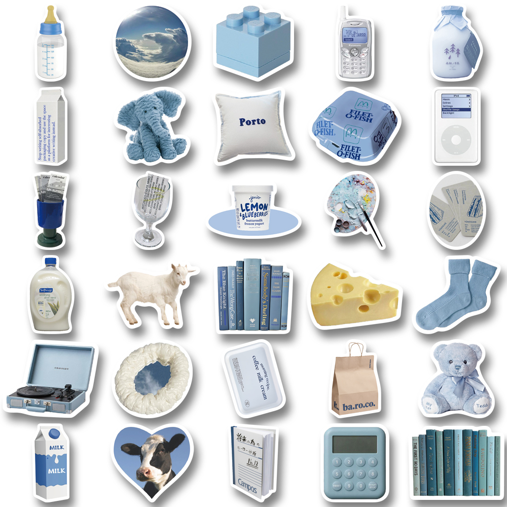 Bộ 60 Miếng Dán Chống Nước Họa Tiết graffiti Màu Xanh Dương Phong Cách Hàn Quốc Cho Điện Thoại / Laptop