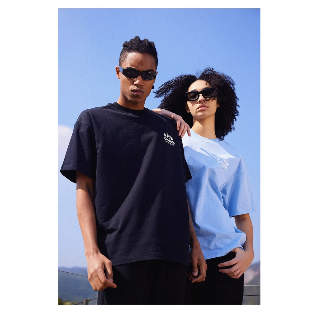 Fine Studio Áo Thun Tay Ngắn Dáng Rộng Màu Trơn Đơn Giản Phong Cách Mỹ Mùa Hè Hàng Mới Dành Cho Cặp Đôi Nam Nữ