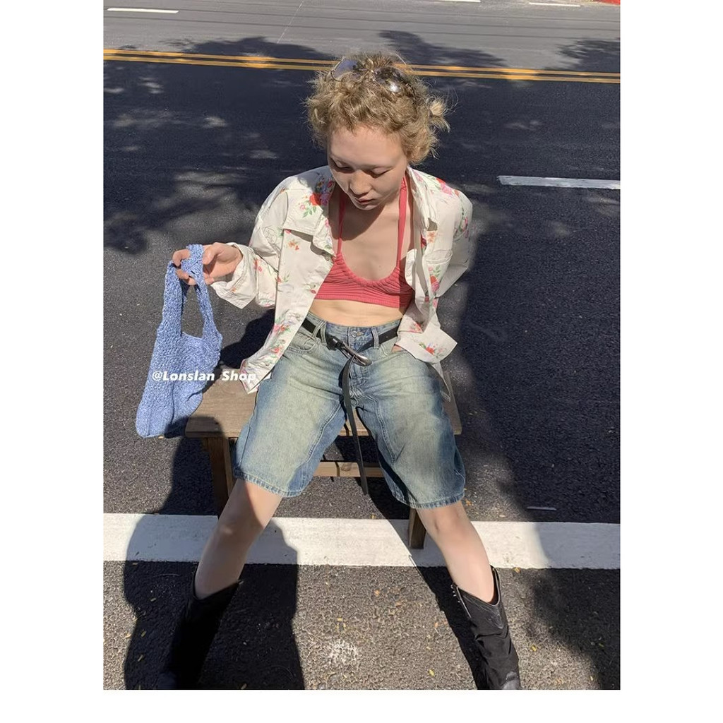 Quần Denim Ống Rộng Màu Gradient Phong Cách Retro Hàn Quốc Kiểu Mới 2023ss