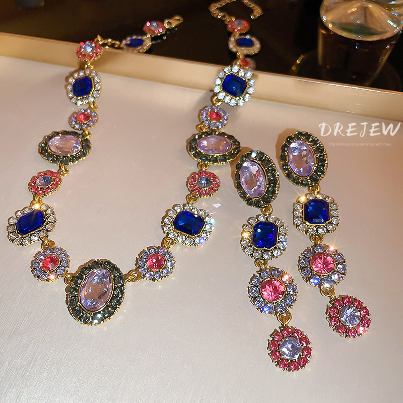 DREJEW Khuyên Tai Tua Rua Hình Hoa Màu Sắc Thời Trung Cổ