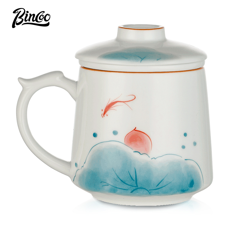 Cốc Uống Trà Bằng Sứ Có Nắp Dung Tích 400ML