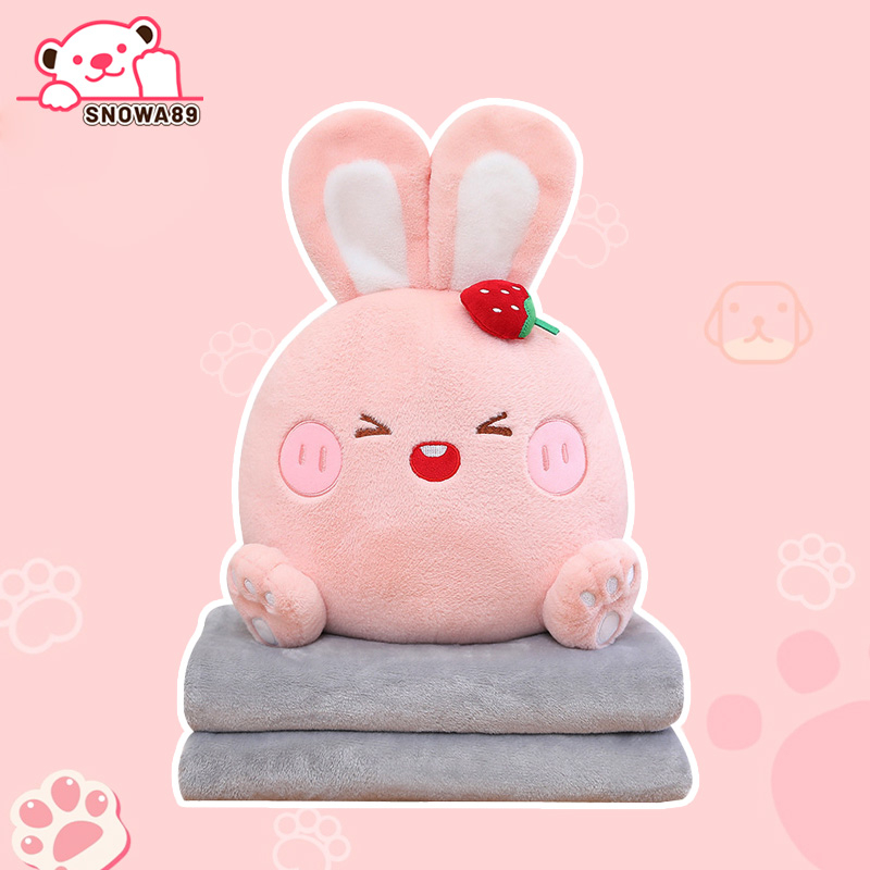 Gối Giữ Ấm Tay 3 Trong 1 Hình Thỏ Hoạt Hình Dễ Thương