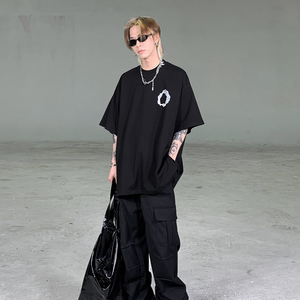 Áo Thun Tay Ngắn Dáng Rộng In Họa Tiết Phong Cách hip hop Thời Trang Mùa Hè Cho Nam