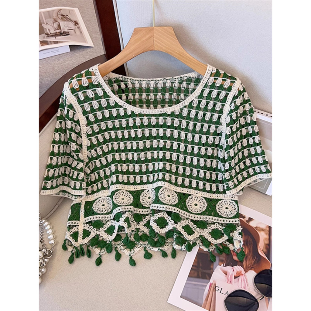 Áo Thun Tay Ngắn Vải Lụa Lạnh Mỏng Thiết Kế Khoét Lỗ Độc Đáo Thời Trang Mùa Hè Cho Nữ