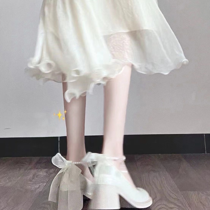 LORRTTA giày cao gót nữ giày nữ lolita giày Giày búp bê gót đại đính tinh thể 2023NEW 21Z23051606