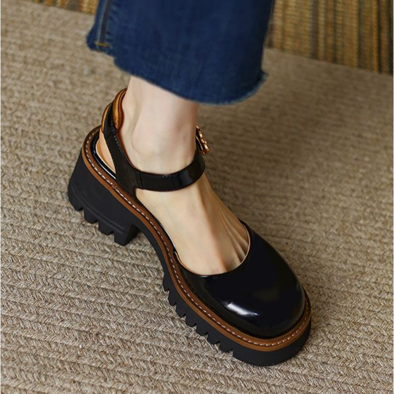 Giày Sandal Mary Jane Bằng Da Thật Đế Dày Hở Ngón Thoải Mái Thời Trang Mùa Hè Cho Nữ