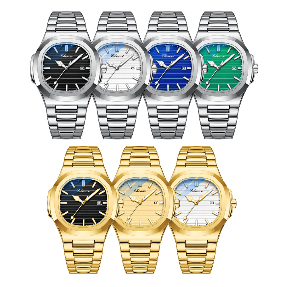 Đồng Hồ CHENXI Bằng Thép Không Gỉ Xi Mạ Vàng Thời Trang Sang Trọng Chống Thấm Nước 3 Thanh Cho Nam