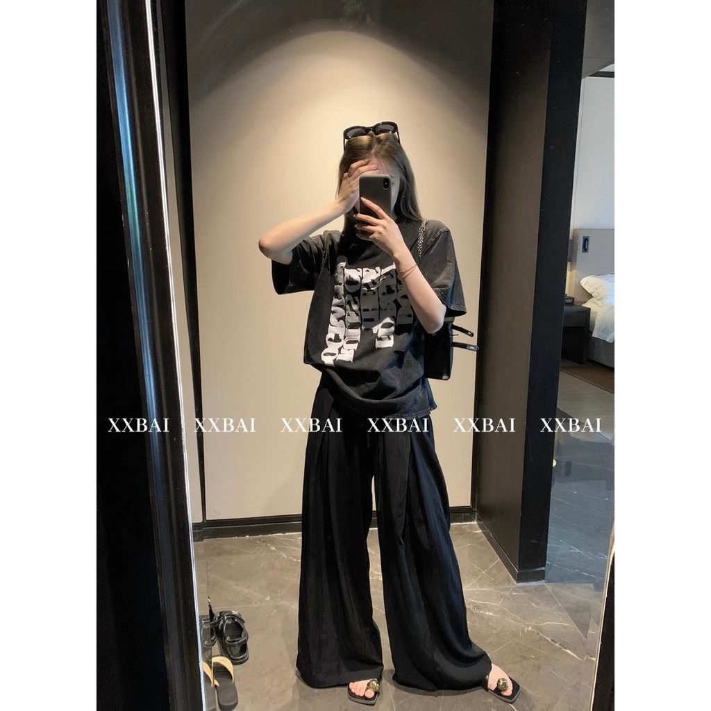 Áo Thun Tay Ngắn In Chữ Thiết Kế Rách Thời Trang Mùa Hè 2023 Phong Cách Mỹ Hàng Mới Dành Cho Bạn Nữ