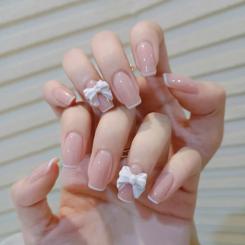 Bộ Móng Tay Giả Thắt Nơ Dạng Nhấn Thoải Mái