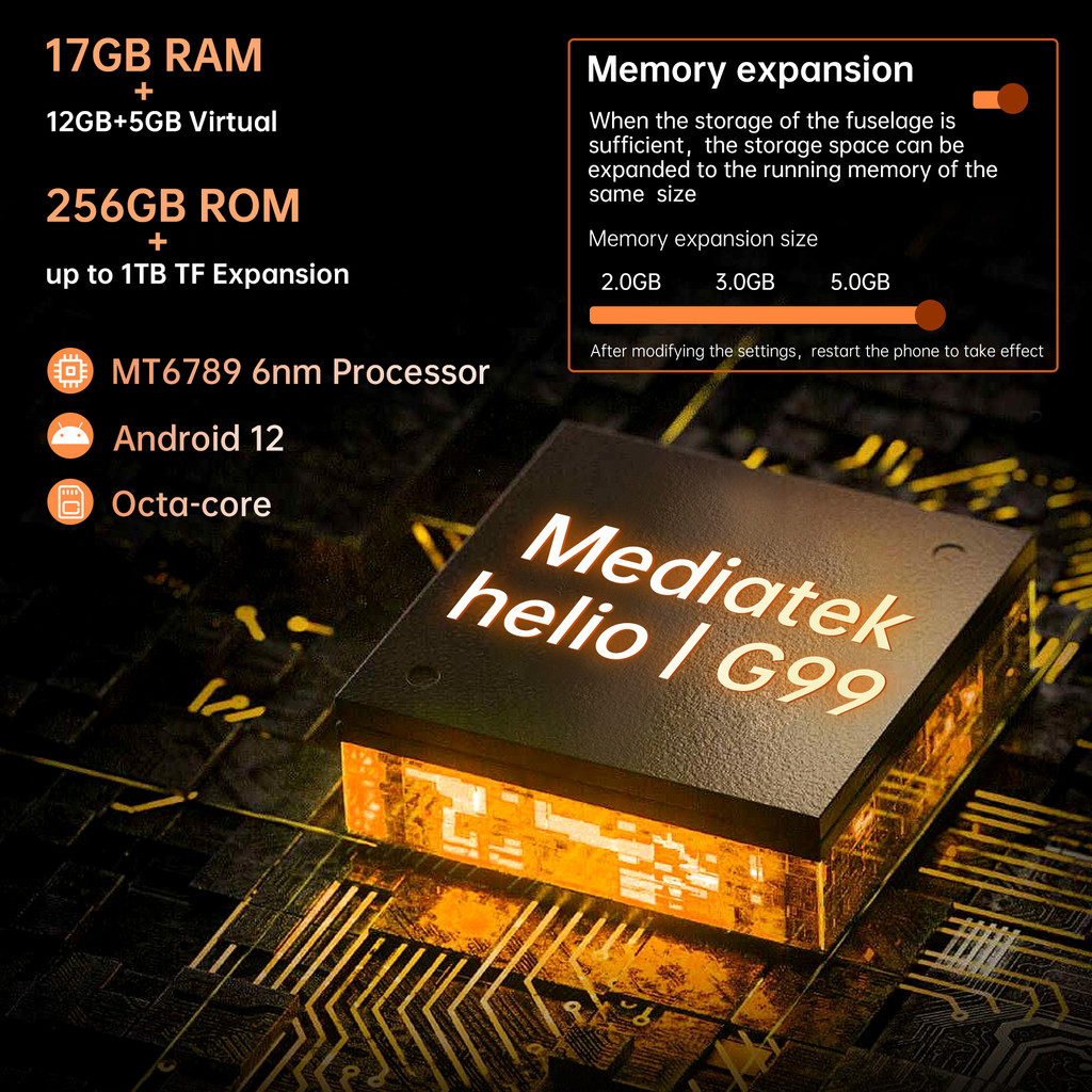 OUKITEL WP21 17GB + 256GB  / 66W Sạc Nhanh / Android 12 / 9800mAh / 64MP Camera / 6.78 "FHD + / 120Hz) Điện Thoại Di Động