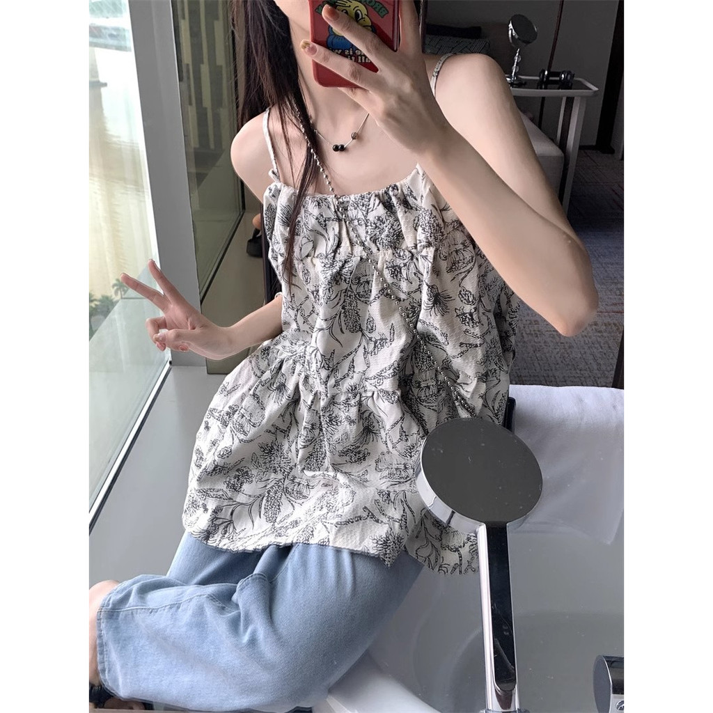 Đầm Hai Dây Dáng Rộng In Họa Tiết Hoa Xinh Xắn Thời Trang Cho Nữ