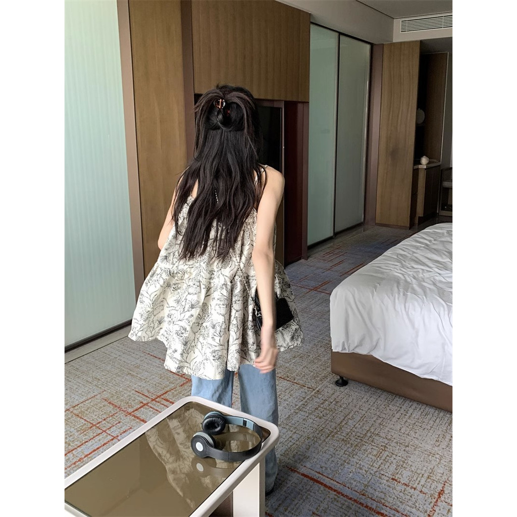 Đầm Hai Dây Dáng Rộng In Họa Tiết Hoa Xinh Xắn Thời Trang Cho Nữ