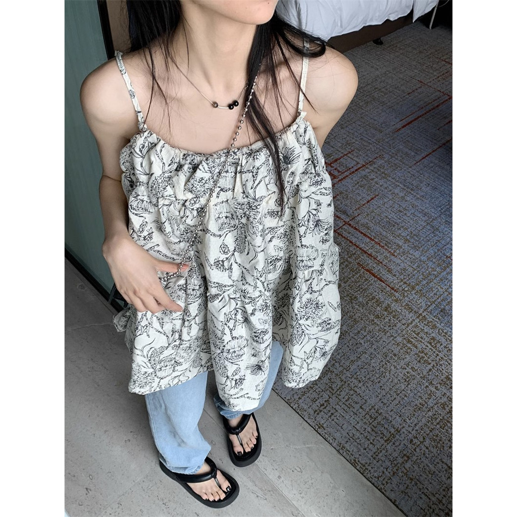 Đầm Hai Dây Dáng Rộng In Họa Tiết Hoa Xinh Xắn Thời Trang Cho Nữ