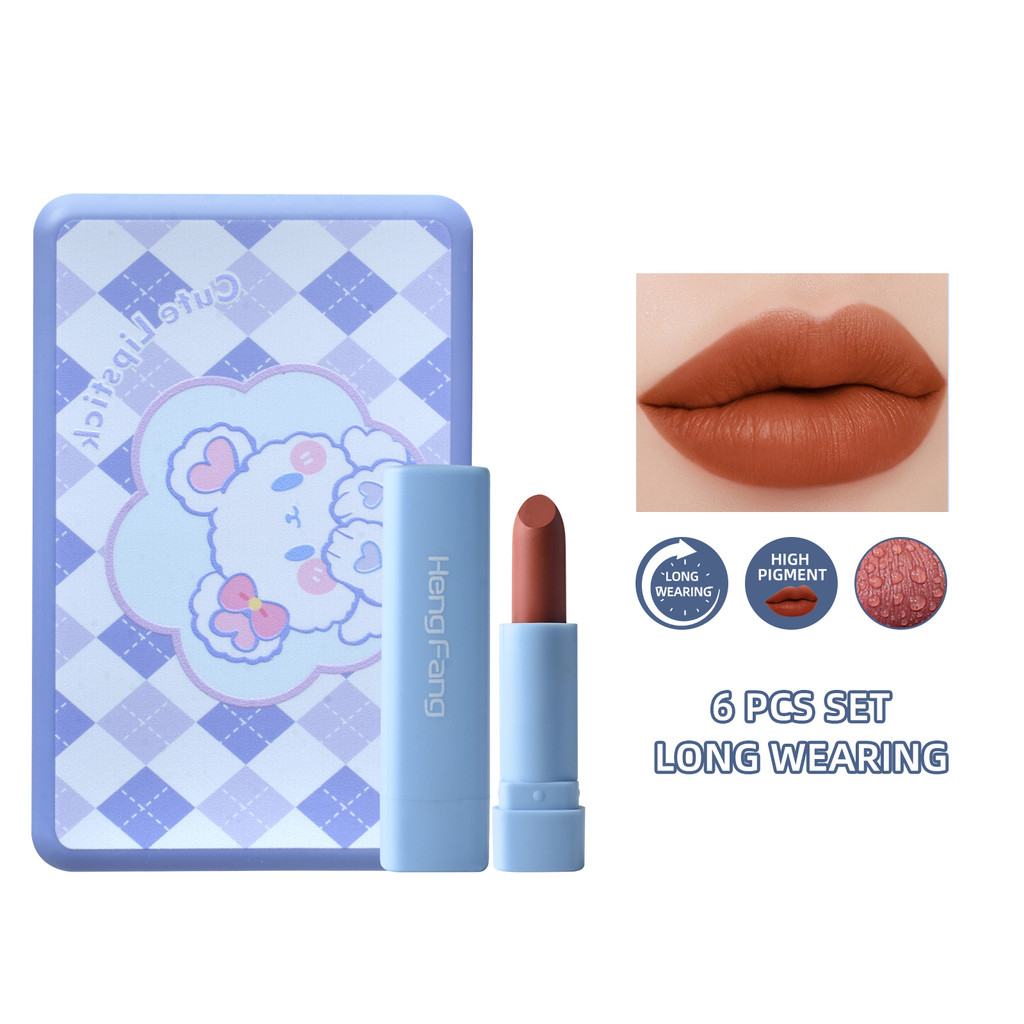 Set 5 thỏi son lì HENGFANG 1.5gx6 trang điểm lâu trôi chất lượng cao