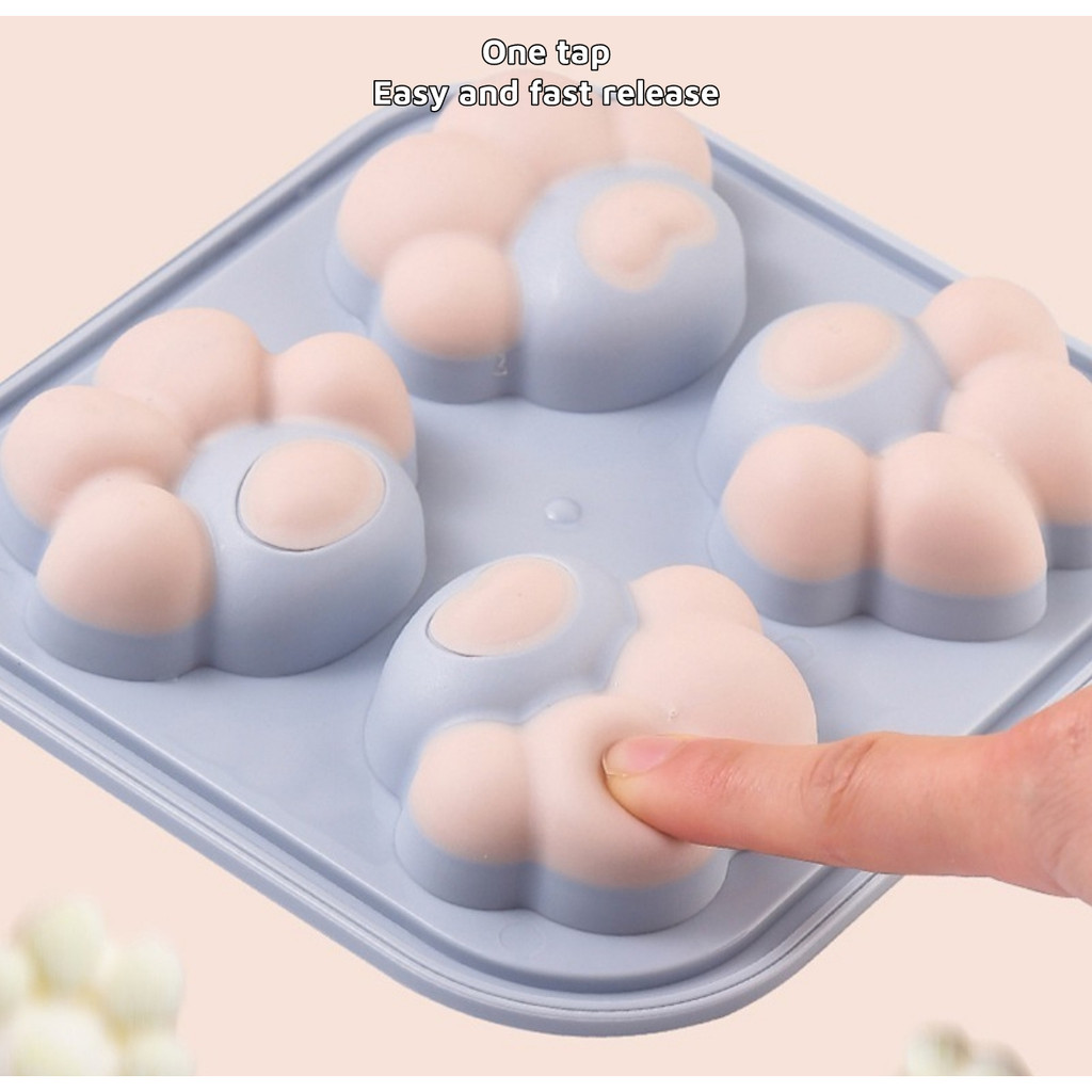 Khuôn Làm Đá Hình Móng Mèo Bằng Silicone 4 Ngăn Siêu Bền Dễ Sử Dụng