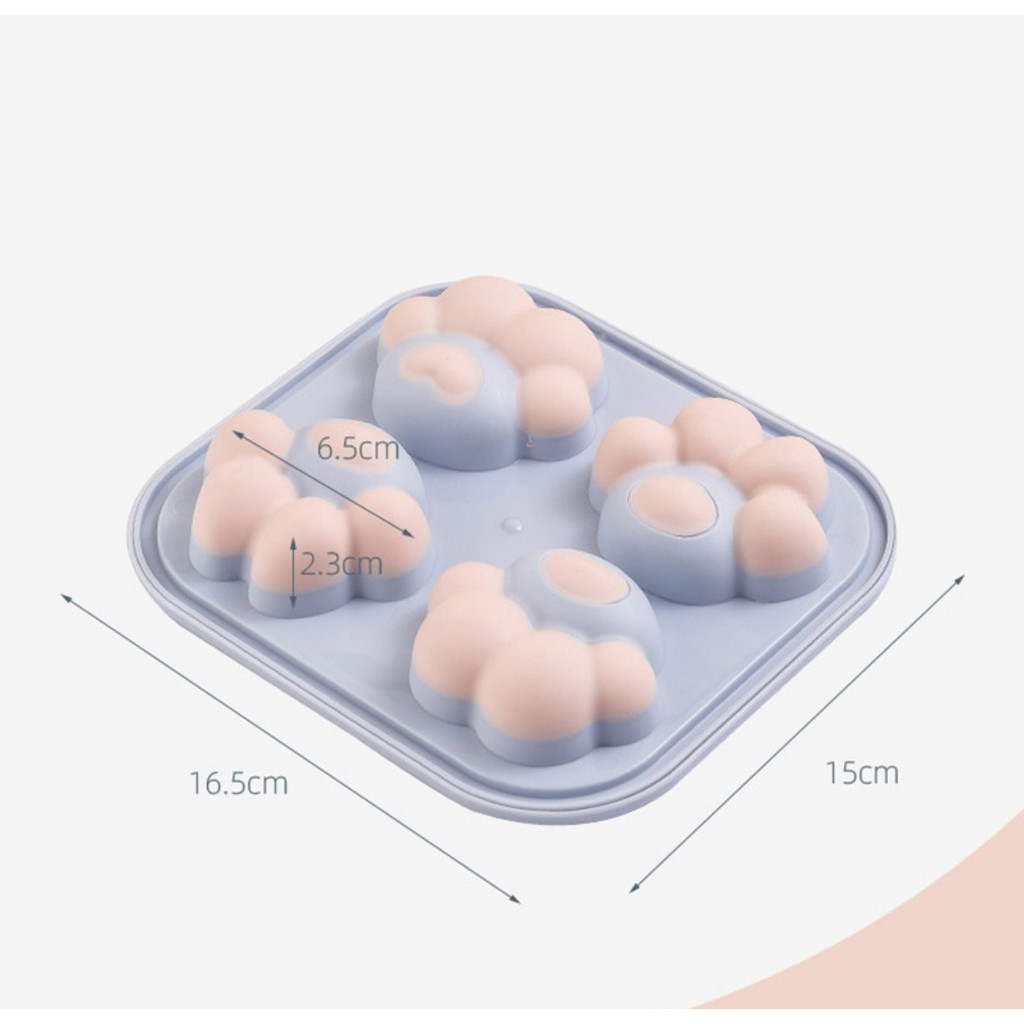 Khuôn Làm Đá Hình Móng Mèo Bằng Silicone 4 Ngăn Siêu Bền Dễ Sử Dụng