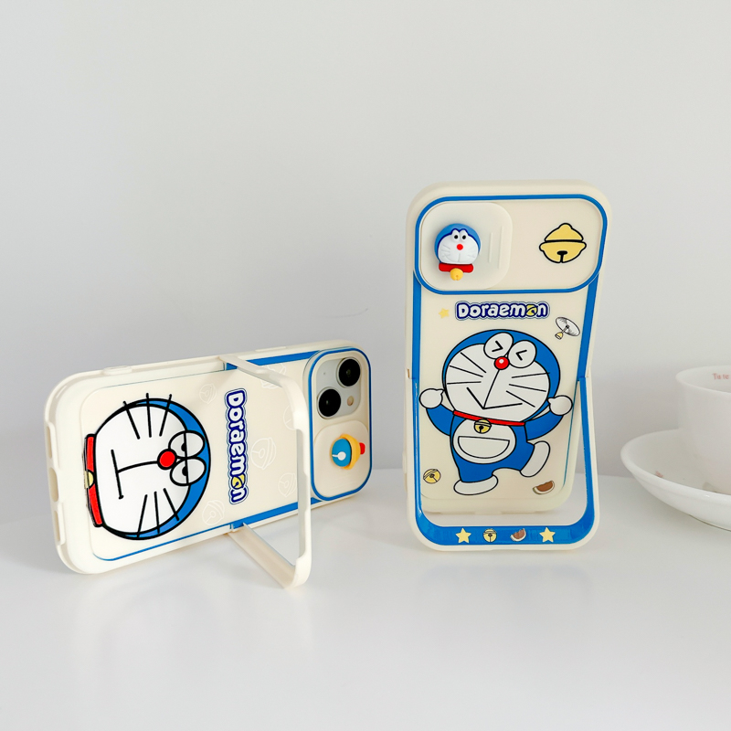 Ốp Điện Thoại Hình Doraemon Có Thanh Trượt Bảo Vệ Ống Kính Máy Ảnh Cho iPhone 14 13 11 12 pro max Apple 13